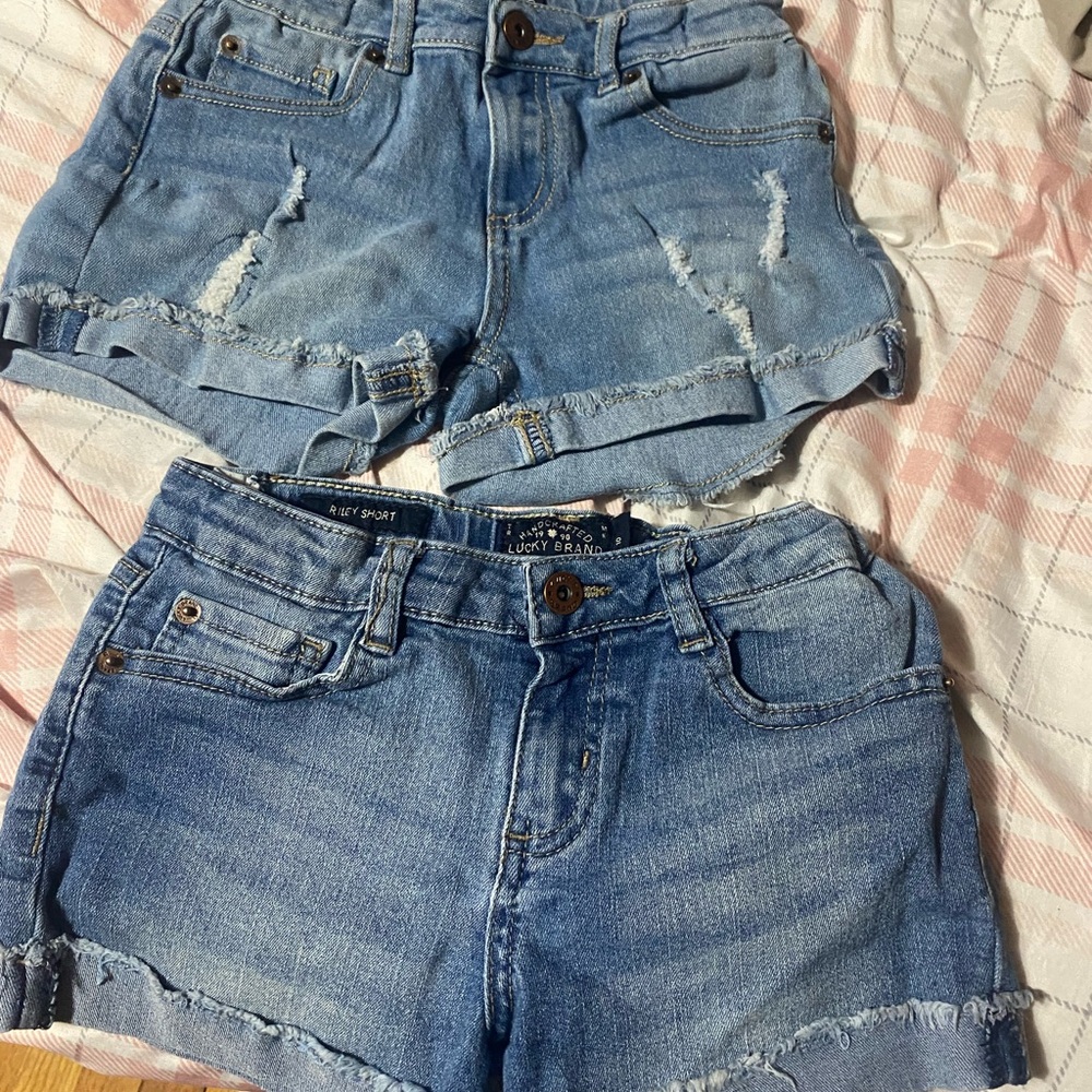 Lucky Brand Light Denim Distressed Kids Shorts Duo- Set of 2 pairs